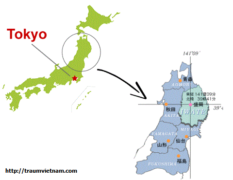 Vị trí địa lý của tỉnh Iwate Japan