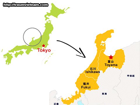 Vị trí địa lý của tỉnh Fukui Nhật Bản