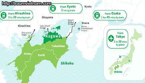 Vị trí địa lý của tỉnh Kagawa Nhật Bản